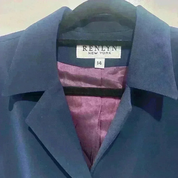 Size 14 Renlyn New York Women’s Navy Blue Blazer Jacket - Picture 3 of 4